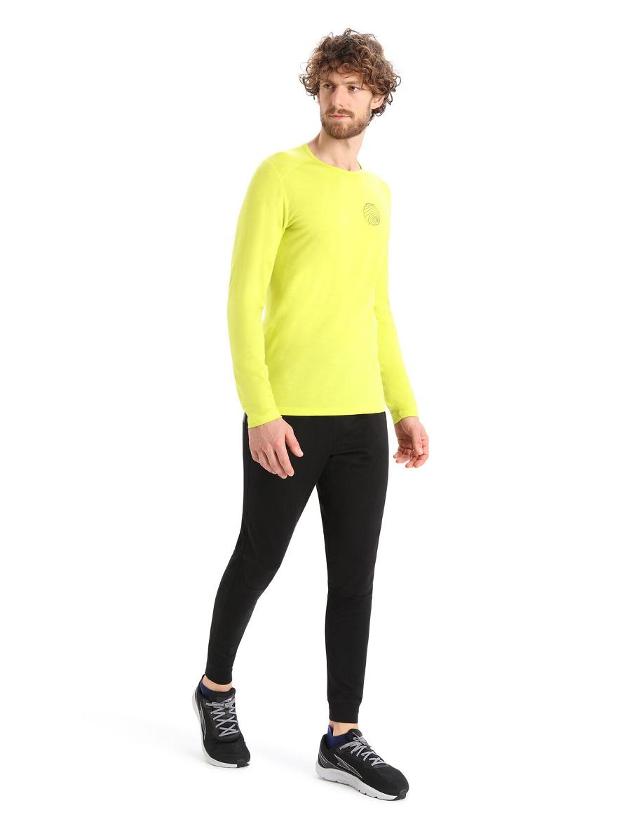 Icebreaker Merino 200 Oasis Long Sleeve Crewe Alps 3D Miesten Base Layers Keltainen | FI 1350KORI